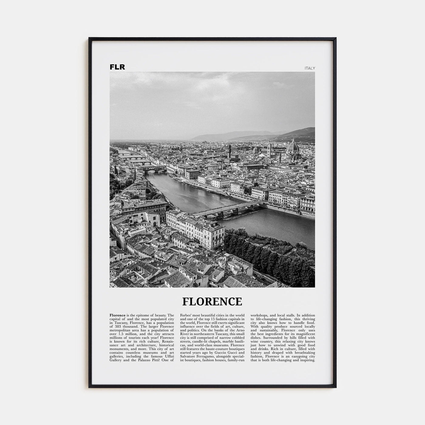 Florence No 2 Poster None / 8x12 in Nbourhood Travel B&W Poster