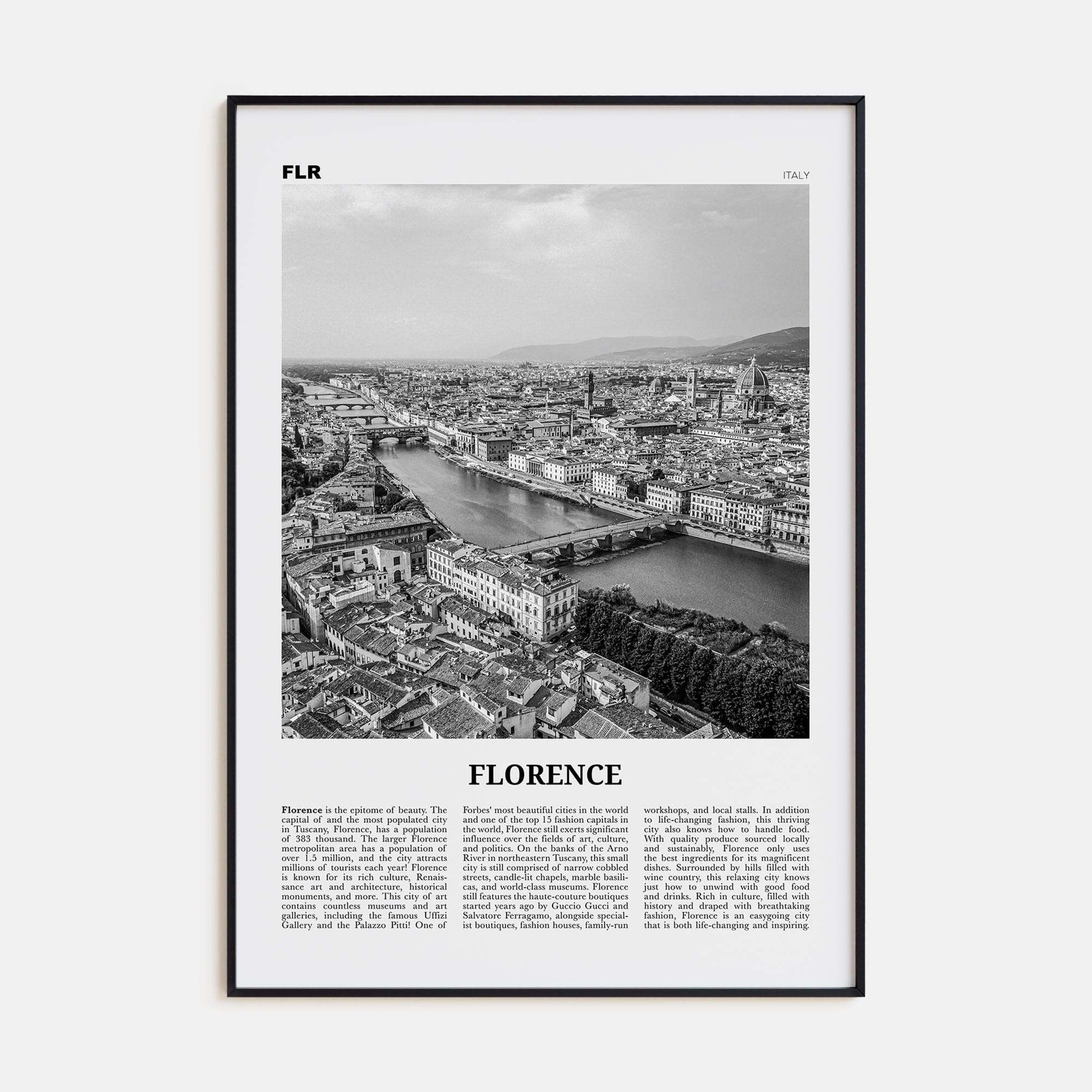 Florence No 2 Poster None / 8x12 in Nbourhood Travel B&W Poster