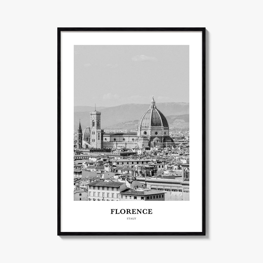 Florence no. 3 black & white classic poster of Italy – vertical wall art, unframed print shown in interior mockup