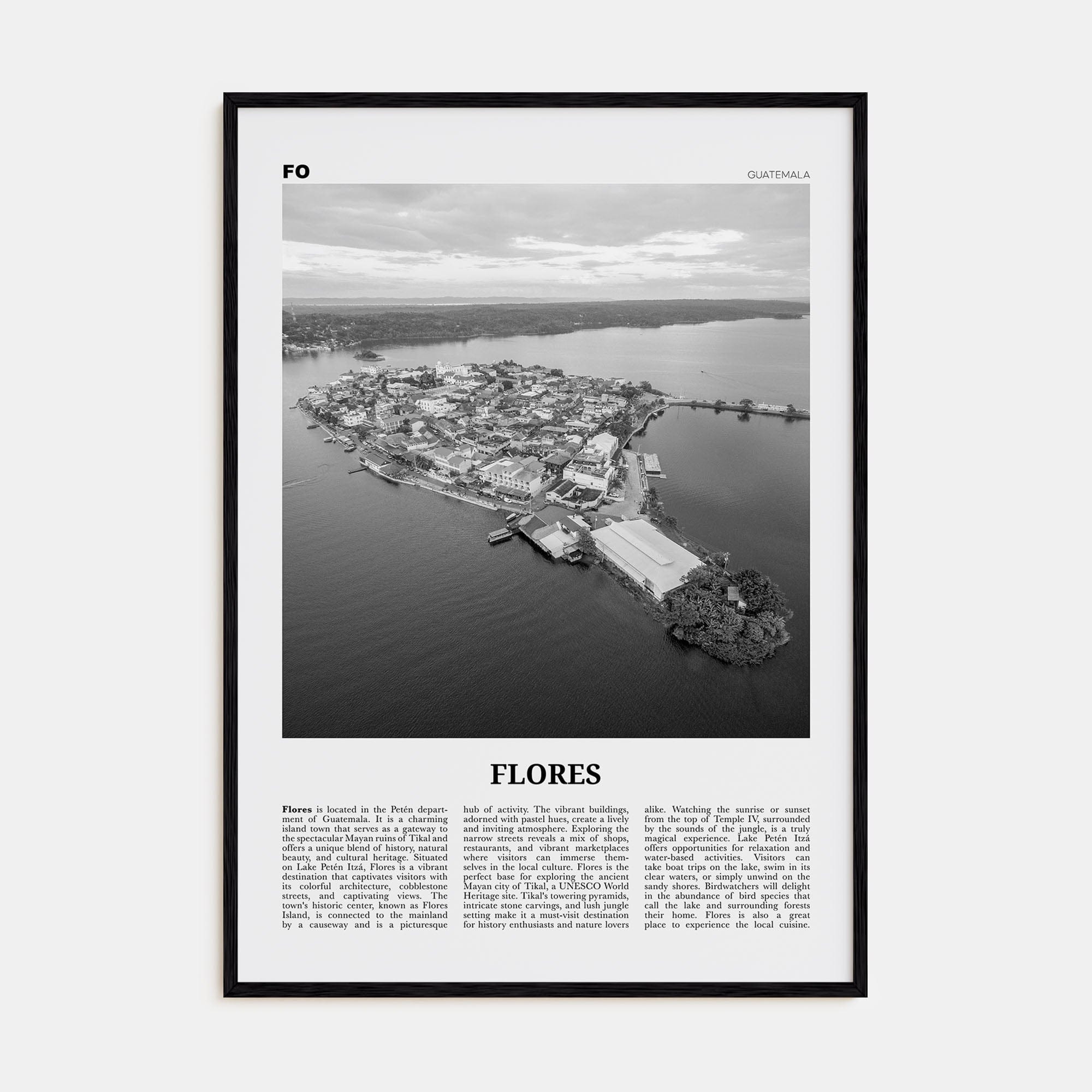 Flores Poster Black Wood / 8x12 in Nbourhood Travel B&W Poster