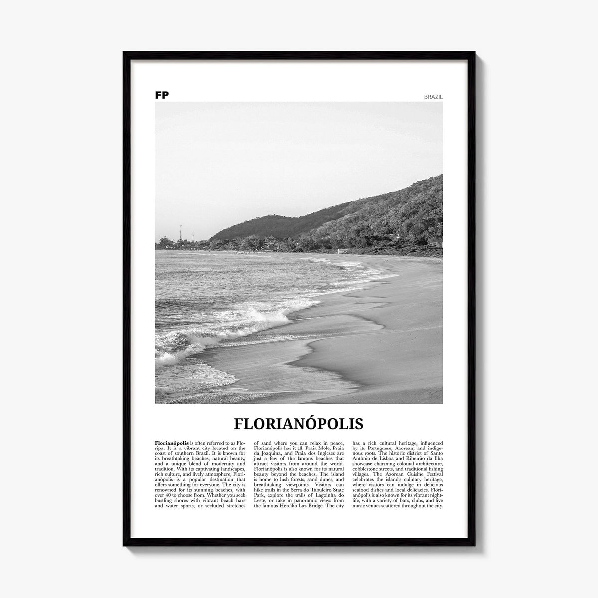 Florianópolis Newspaper Poster, framed poster mockup