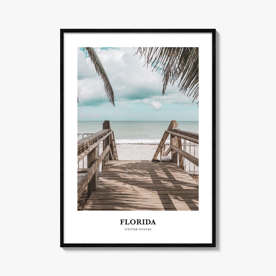 Florida colorful classic poster of United States – vertical wall art, unframed print shown in interior mockup
