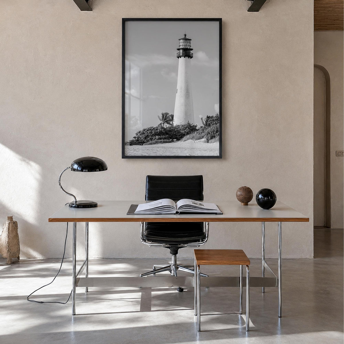 Florida no. 1 black & white photo poster of United States – vertical wall art in black wood frame, hanging on wall