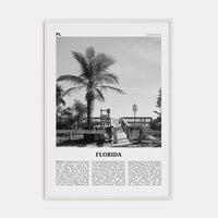 Florida No 1 Poster White Wood / 8x12 in Nbourhood Travel B&W Poster