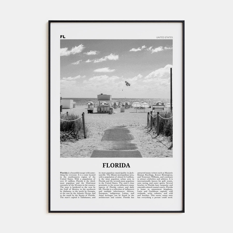 Florida No 2 Poster None / 8x12 in Nbourhood Travel B&W Poster