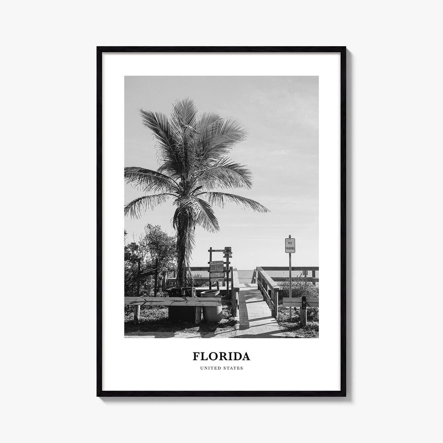 Florida no. 3 black & white classic poster of United States – vertical wall art, unframed print shown in interior mockup