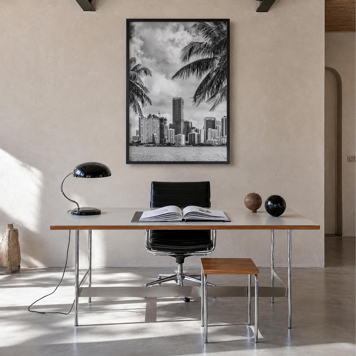 Florida no. 4 black & white photo poster of United States – vertical wall art in black wood frame, hanging on wall