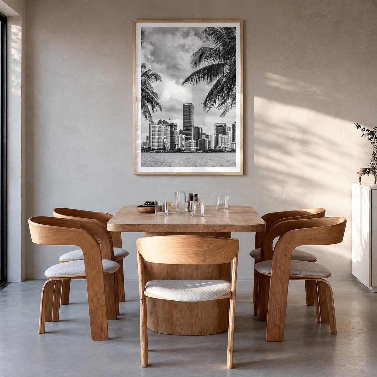 Florida no. 4 black & white photo poster of United States – vertical wall art in natural wood frame with white border, hangin