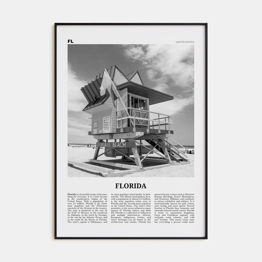 Florida No 5 Poster None / 8x12 in Nbourhood Travel B&W Poster