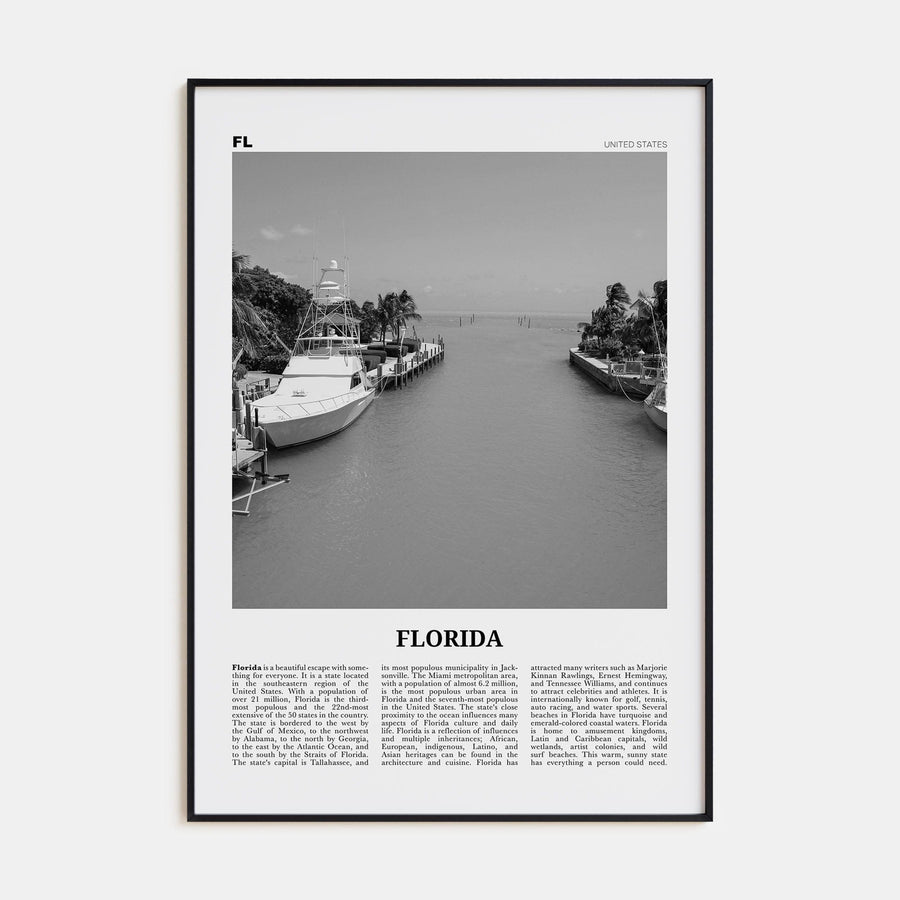 Florida No 6 Poster None / 8x12 in Nbourhood Travel B&W Poster