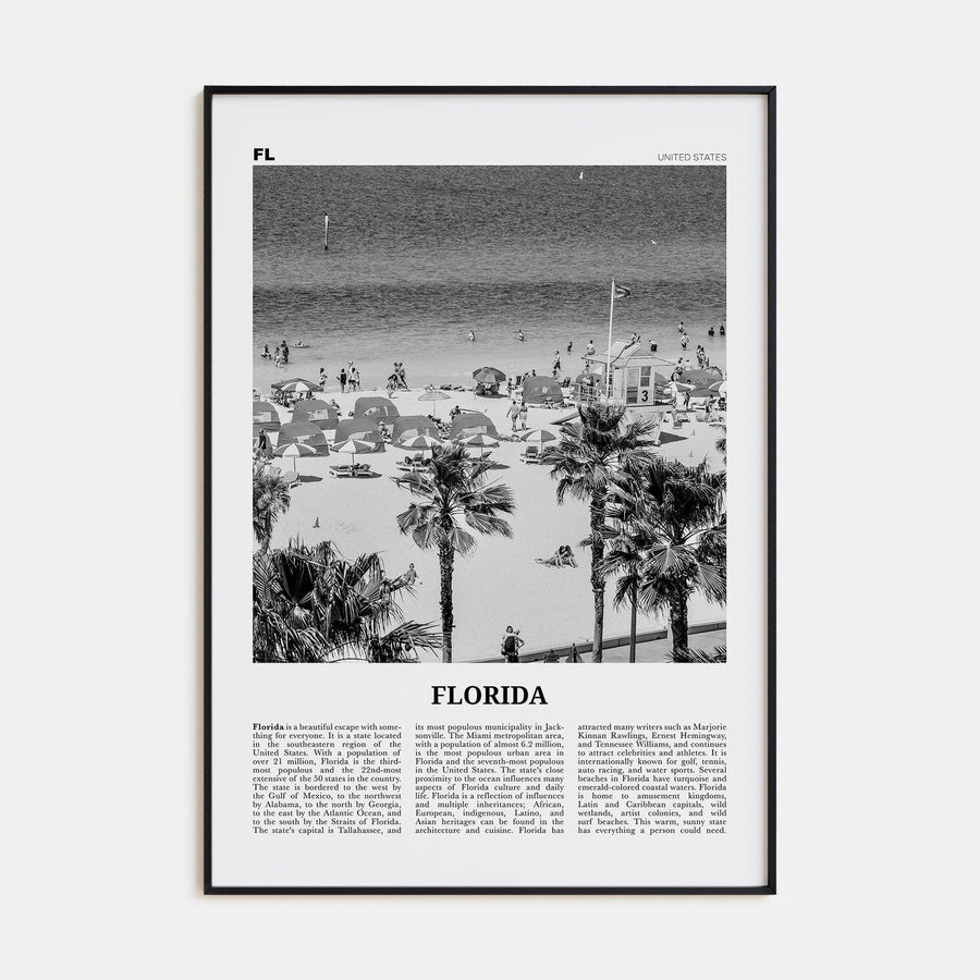 Florida No 7 Poster None / 8x12 in Nbourhood Travel B&W Poster