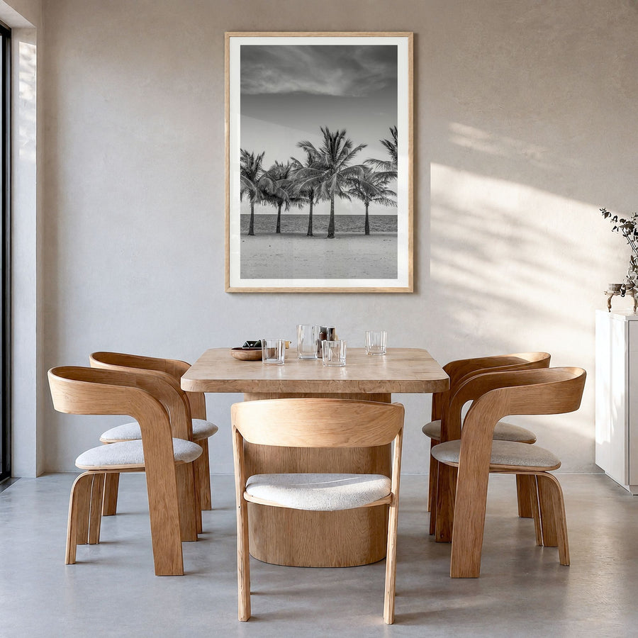 Florida Photo No 2 Poster in a natural wood frame, hanging in a dining room, white border