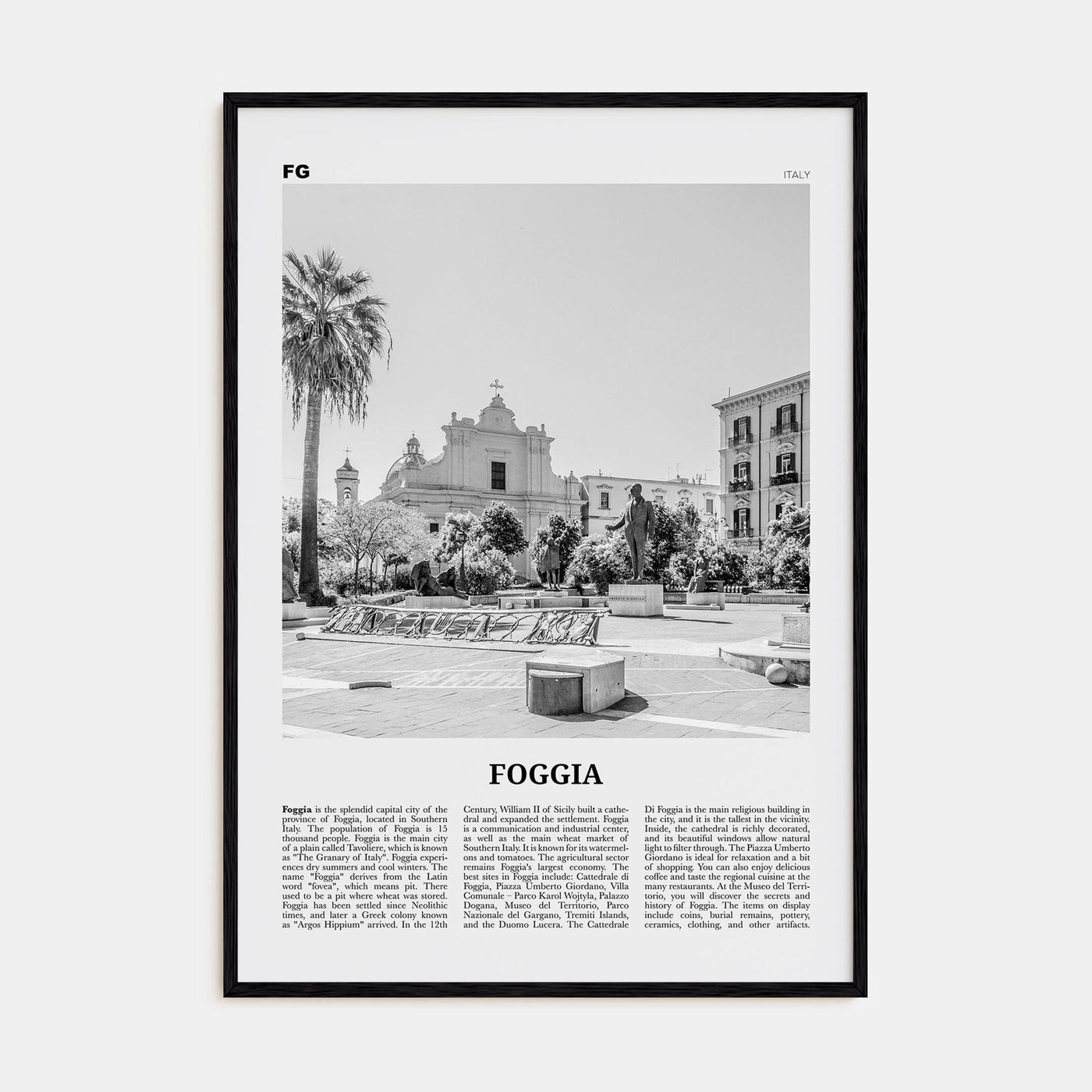 Foggia Poster Black Wood / 8x12 in Nbourhood Travel B&W Poster