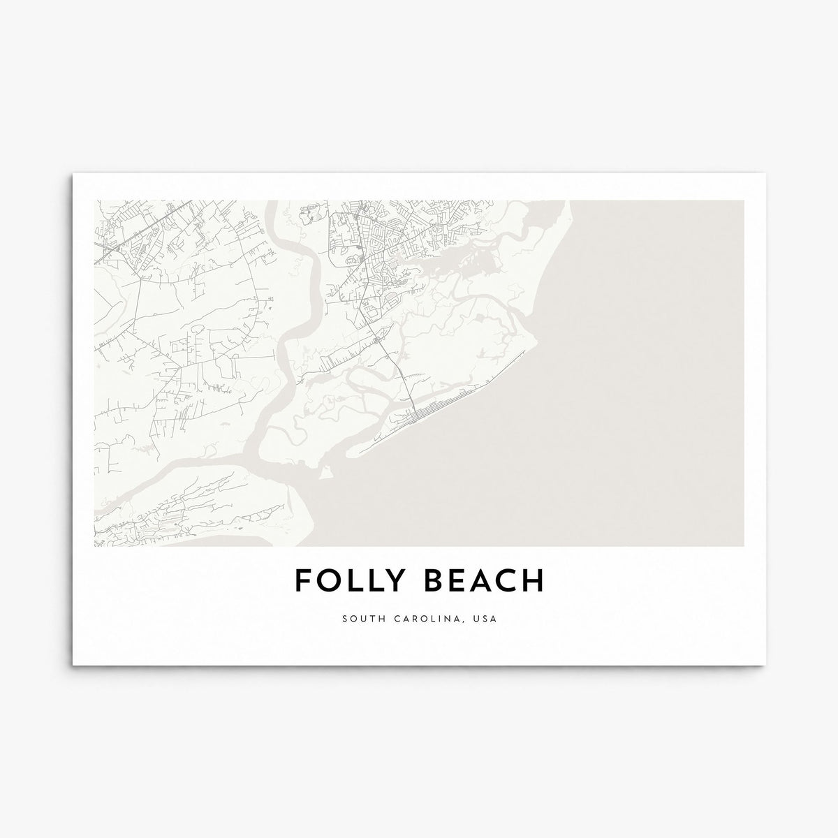 Folly Beach Map Poster, print only (unframed)