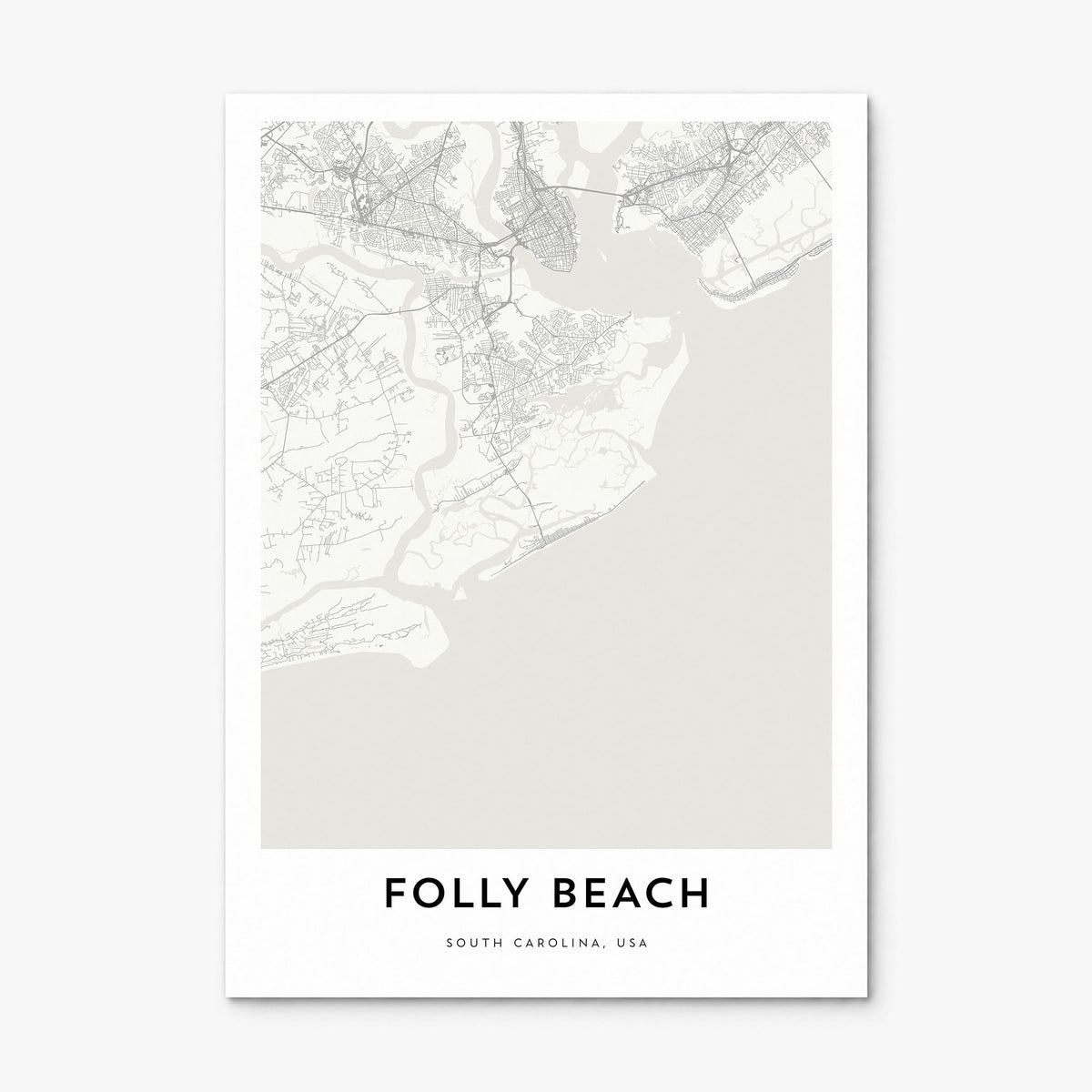 Folly Beach Map Poster, print only (unframed)