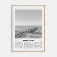 Folly Beach Poster Natural Wood / 8x12 in Nbourhood Travel B&W Poster