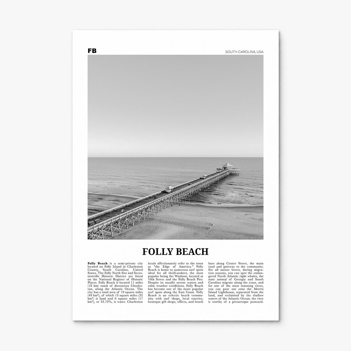 Folly Beach Newspaper Poster, print only (unframed)