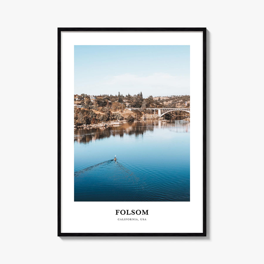 Folsom colorful classic poster of California, USA – vertical wall art, unframed print shown in interior mockup