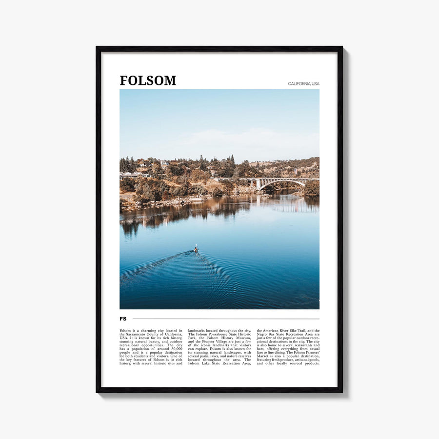 Folsom colorful travel poster of California, USA – vertical wall art, unframed print shown in interior mockup