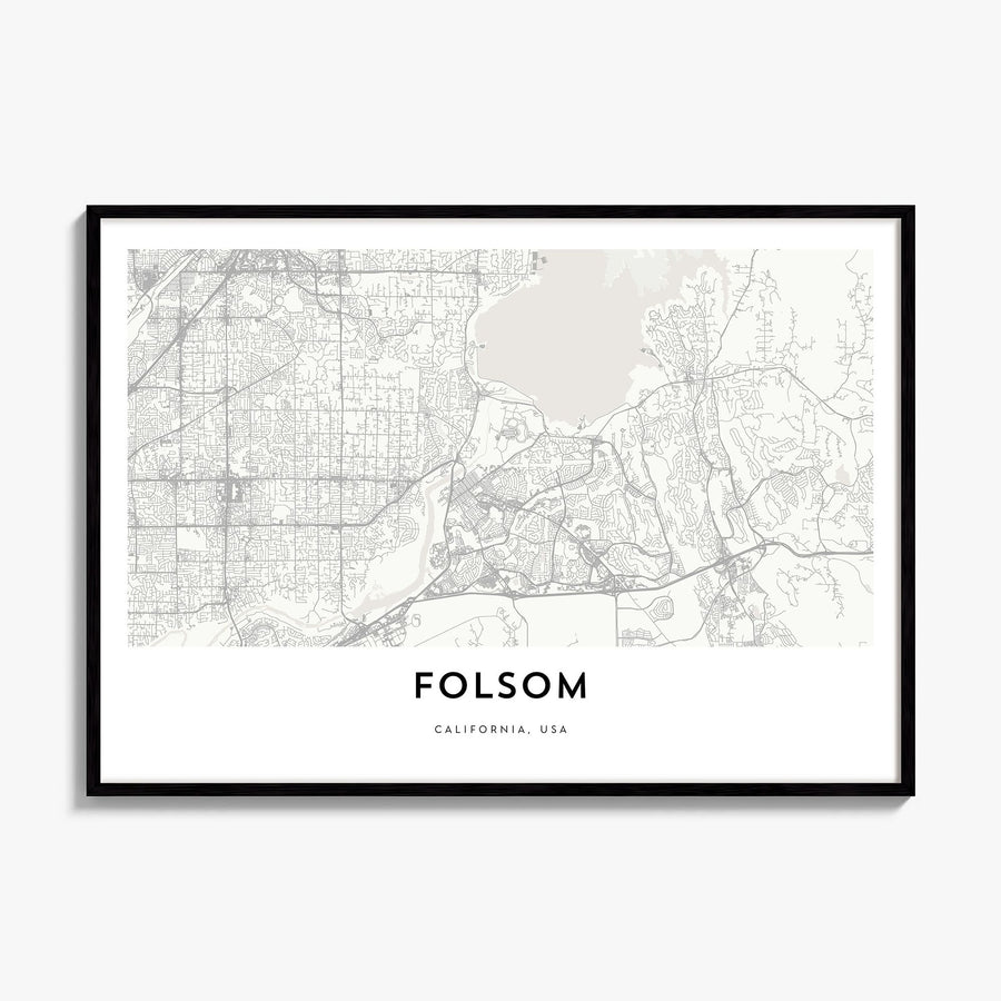 Folsom Map Poster, framed poster mockup