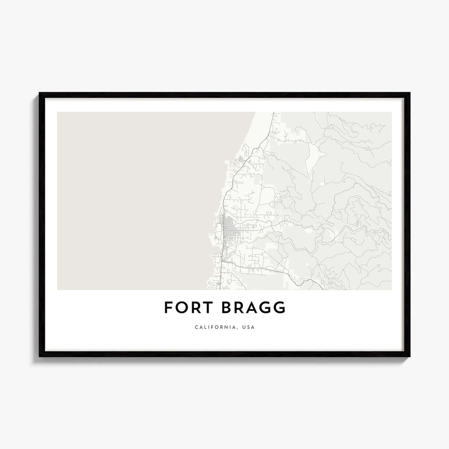 Fort Bragg Map Poster, framed poster mockup