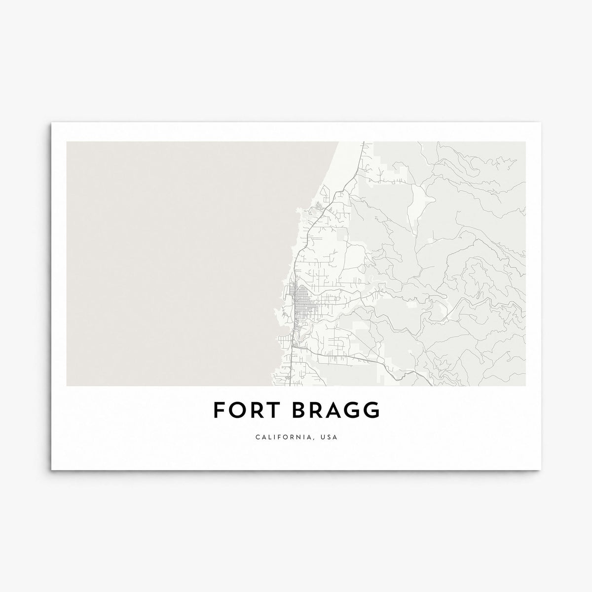 Fort Bragg Map Poster, print only (unframed)