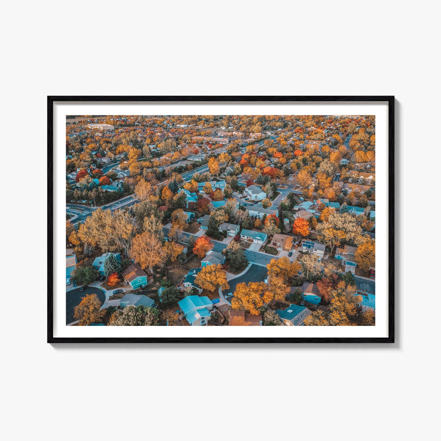 Fort Collins colorful photo poster of Colorado, USA – horizontal wall art, unframed print shown in interior mockup