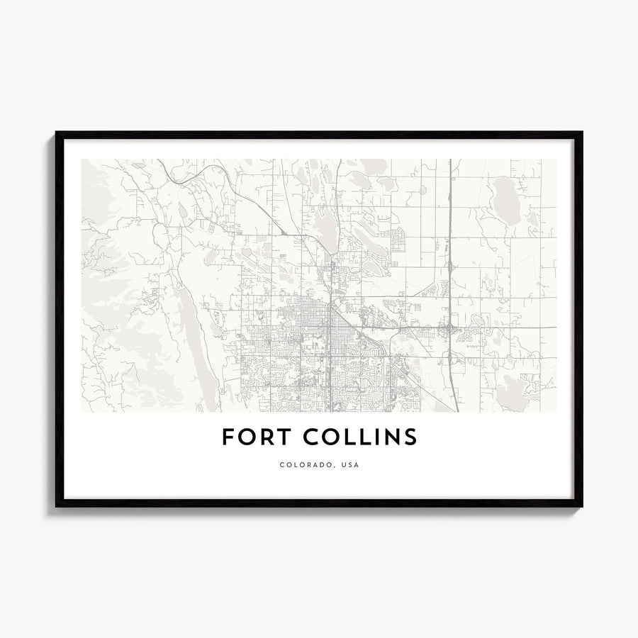 Fort Collins Map Poster, framed poster mockup