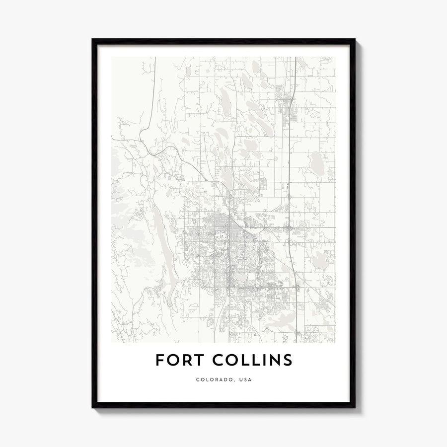Fort Collins Map Poster, framed poster mockup