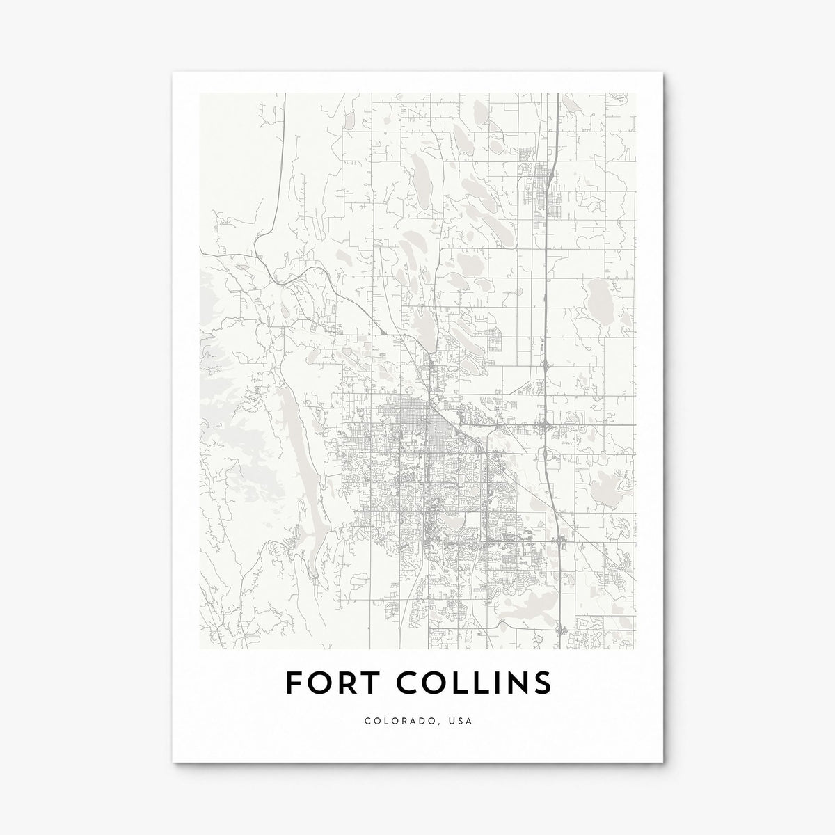 Fort Collins Map Poster, print only (unframed)