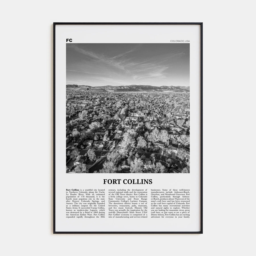 Fort Collins Poster None / 8x12 in Nbourhood Travel B&W Poster