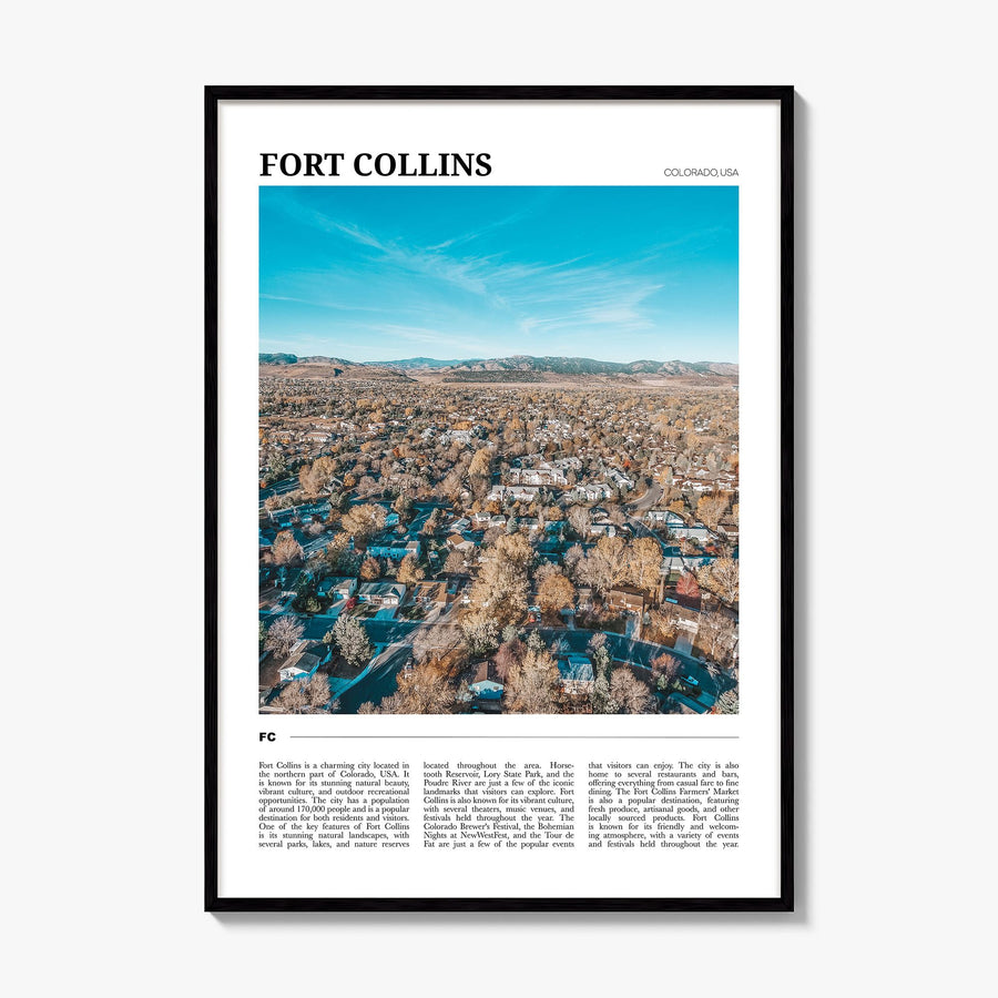 Fort Collins Travel Poster, framed poster mockup
