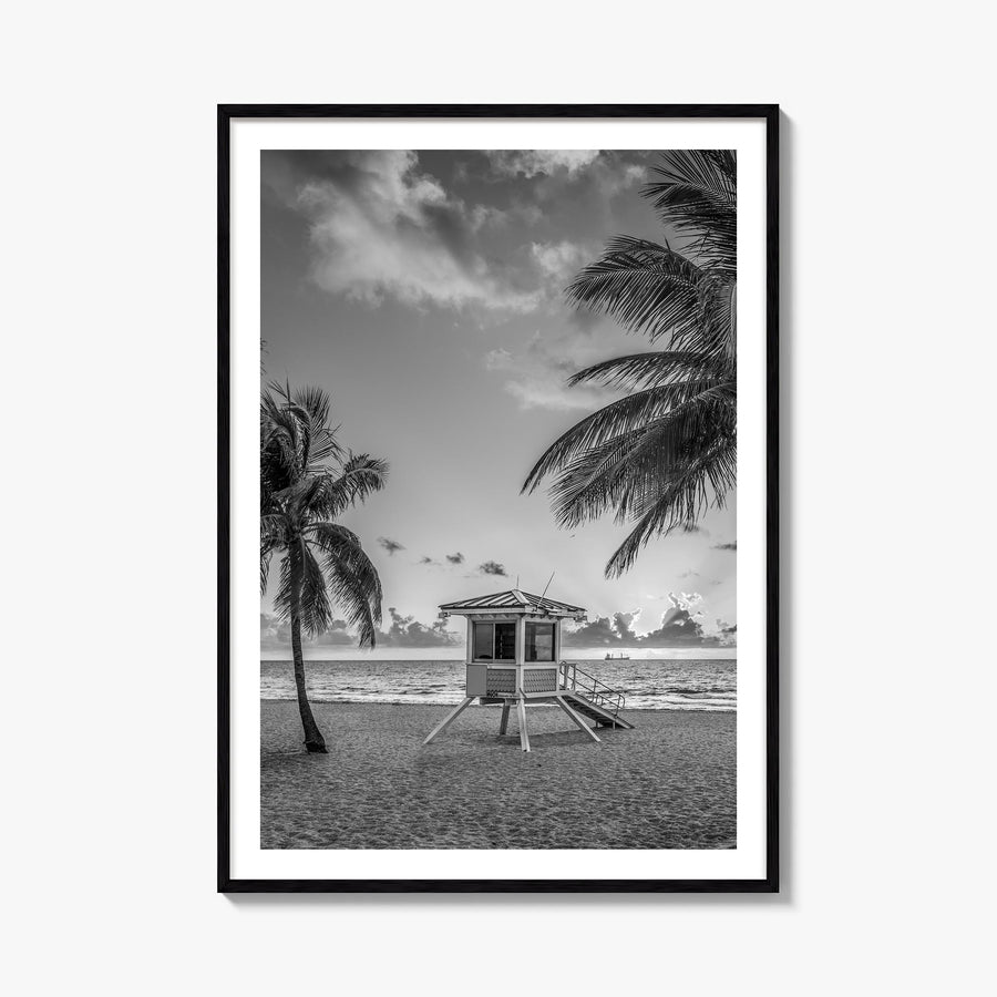 Fort Lauderdale no. 2 black & white photo poster of Florida, USA – vertical wall art, unframed print shown in interior mockup