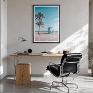 Fort Lauderdale no. 2 colorful photo poster of Florida, USA – vertical wall art in black wood frame with white border, hangin