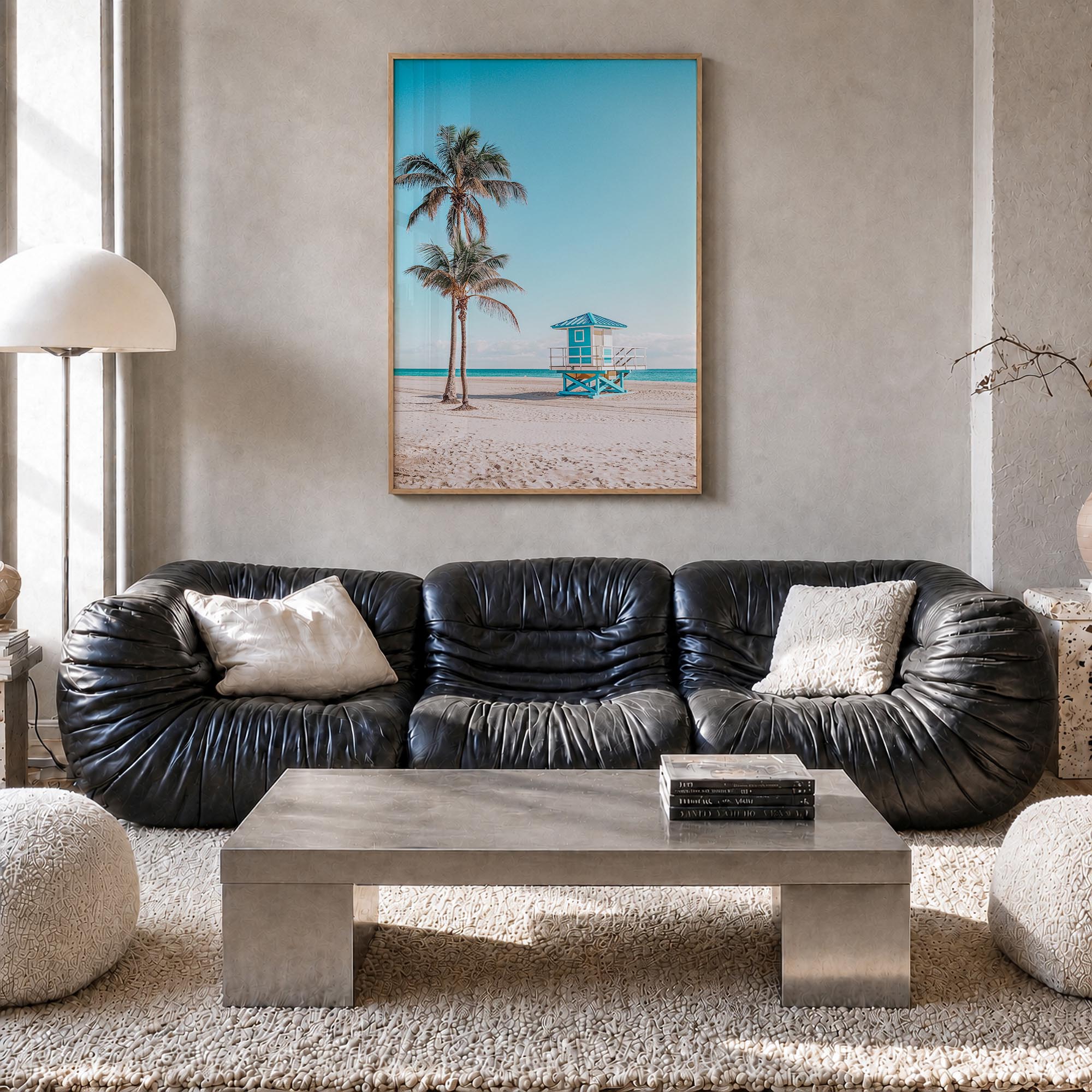 Fort Lauderdale no. 2 colorful photo poster of Florida, USA – vertical wall art in natural wood frame, hanging on wall