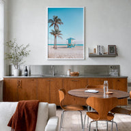 Fort Lauderdale no. 2 colorful photo poster of Florida, USA – vertical wall art in white wood frame, hanging on wall