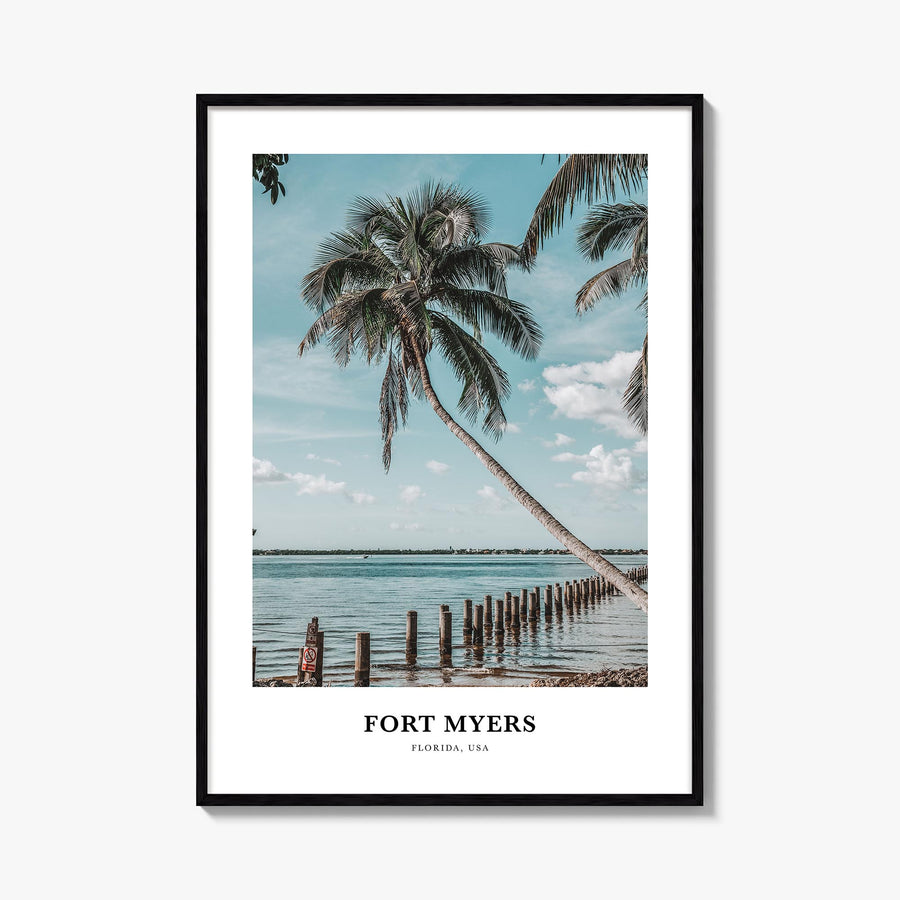 Fort Myers colorful classic poster of Florida, USA – vertical wall art, unframed print shown in interior mockup