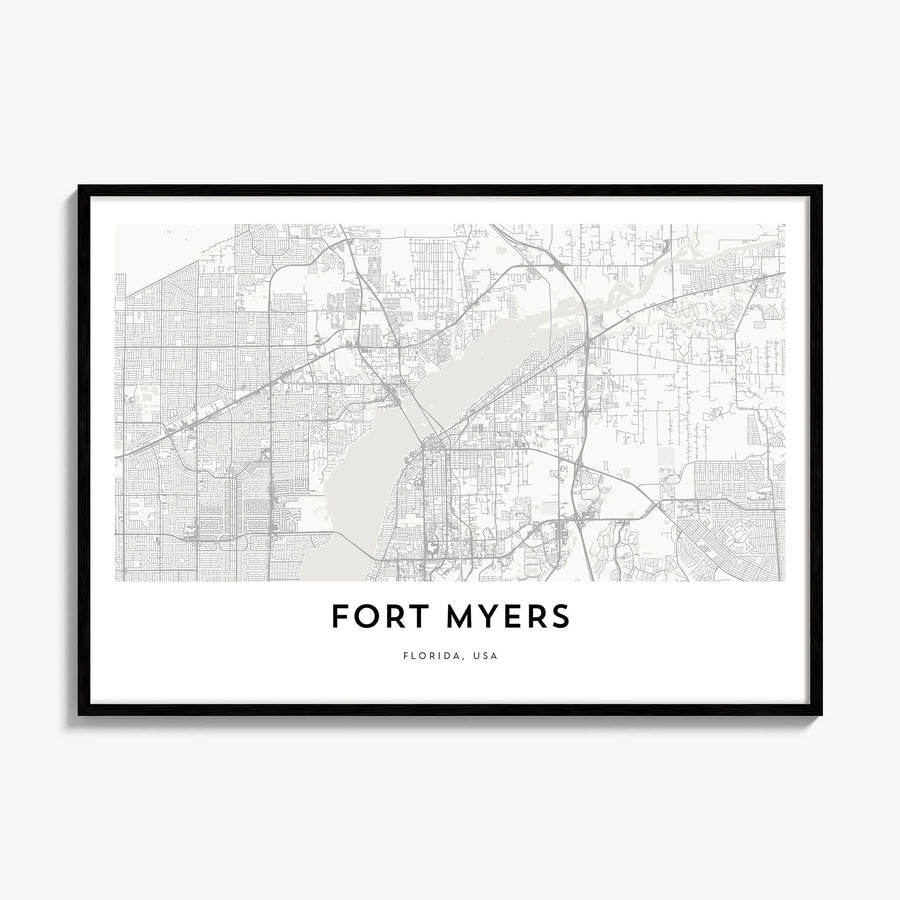 Fort Myers Map Poster, framed poster mockup
