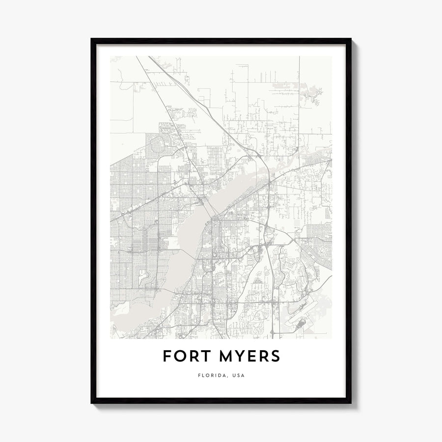 Fort Myers Map Poster, framed poster mockup