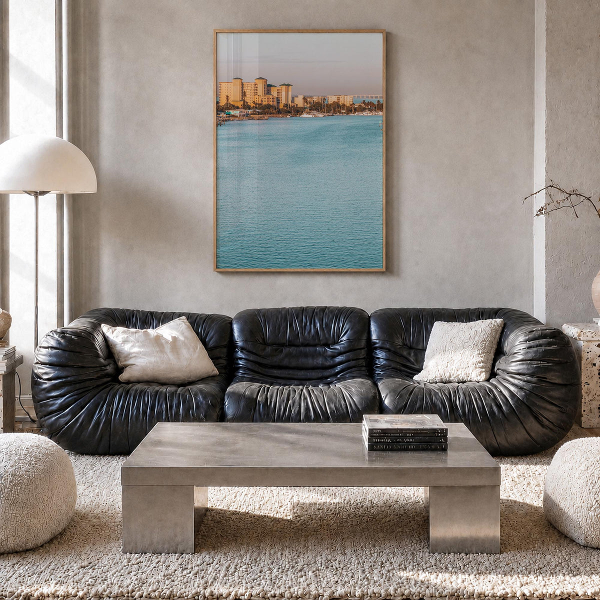 Fort Myers no. 1 colorful photo poster of Florida, USA – vertical wall art in natural wood frame, hanging on wall
