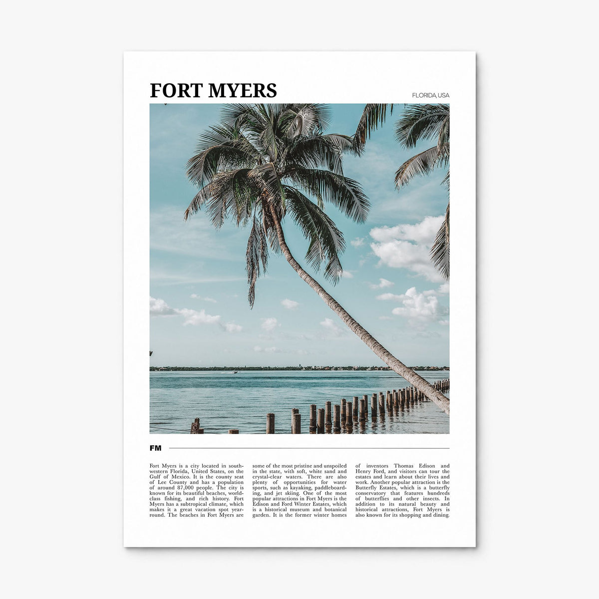 Fort Myers Travel Poster, print only (unframed)