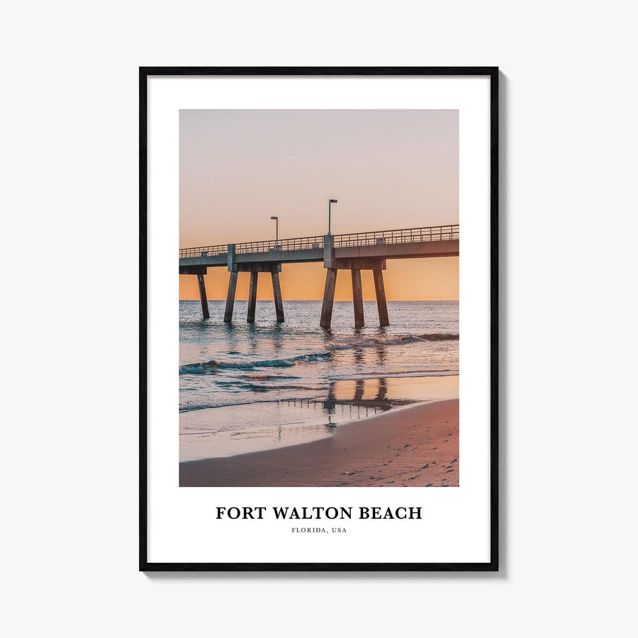 Fort Walton Beach no. 1 colorful classic poster of Florida, USA – vertical wall art, unframed print shown in interior mockup