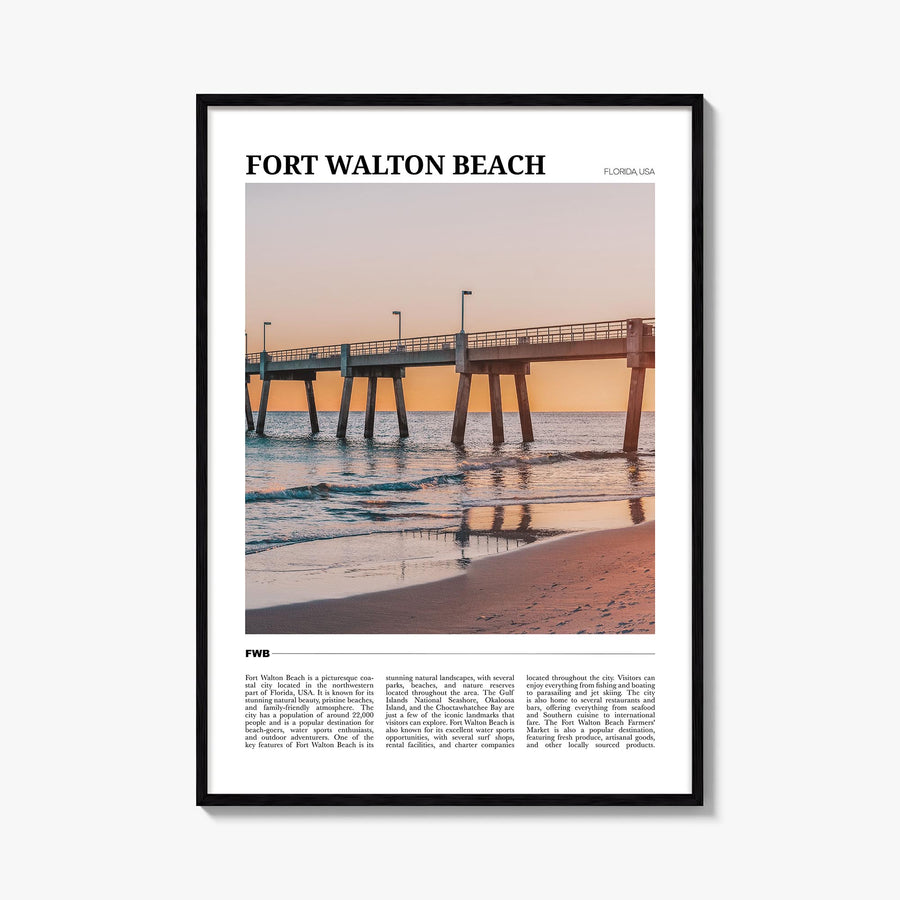 Fort Walton Beach no. 1 colorful travel poster of Florida, USA – vertical wall art, unframed print shown in interior mockup