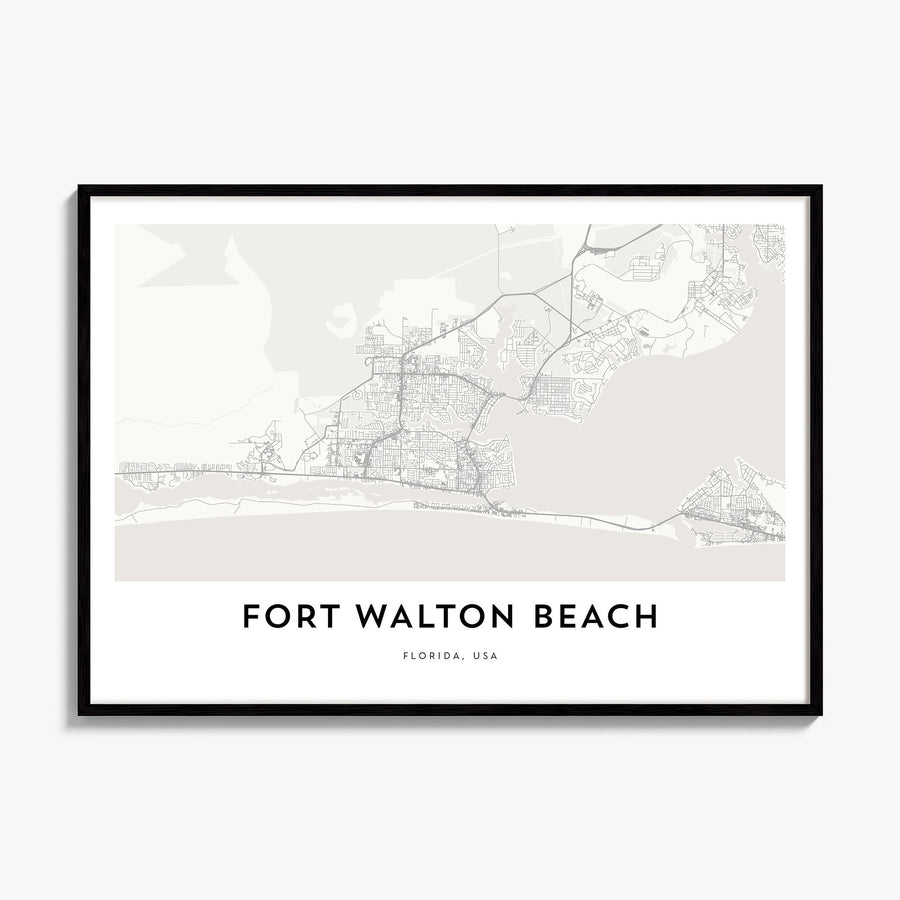 Fort Walton Beach Map Poster, framed poster mockup