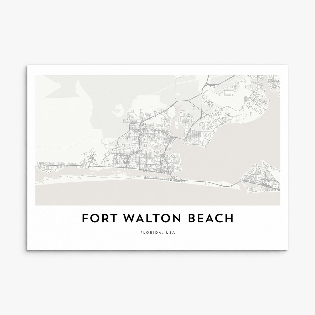 Fort Walton Beach Map Poster, print only (unframed)