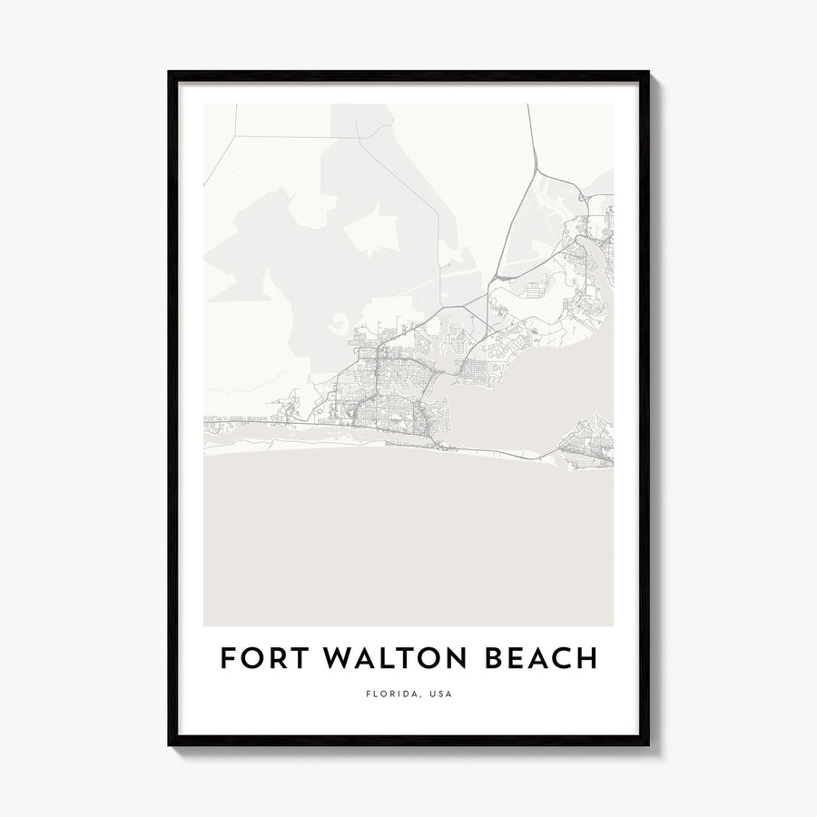 Fort Walton Beach Map Poster, framed poster mockup
