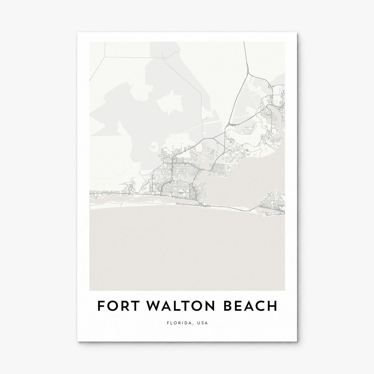 Fort Walton Beach Map Poster, print only (unframed)