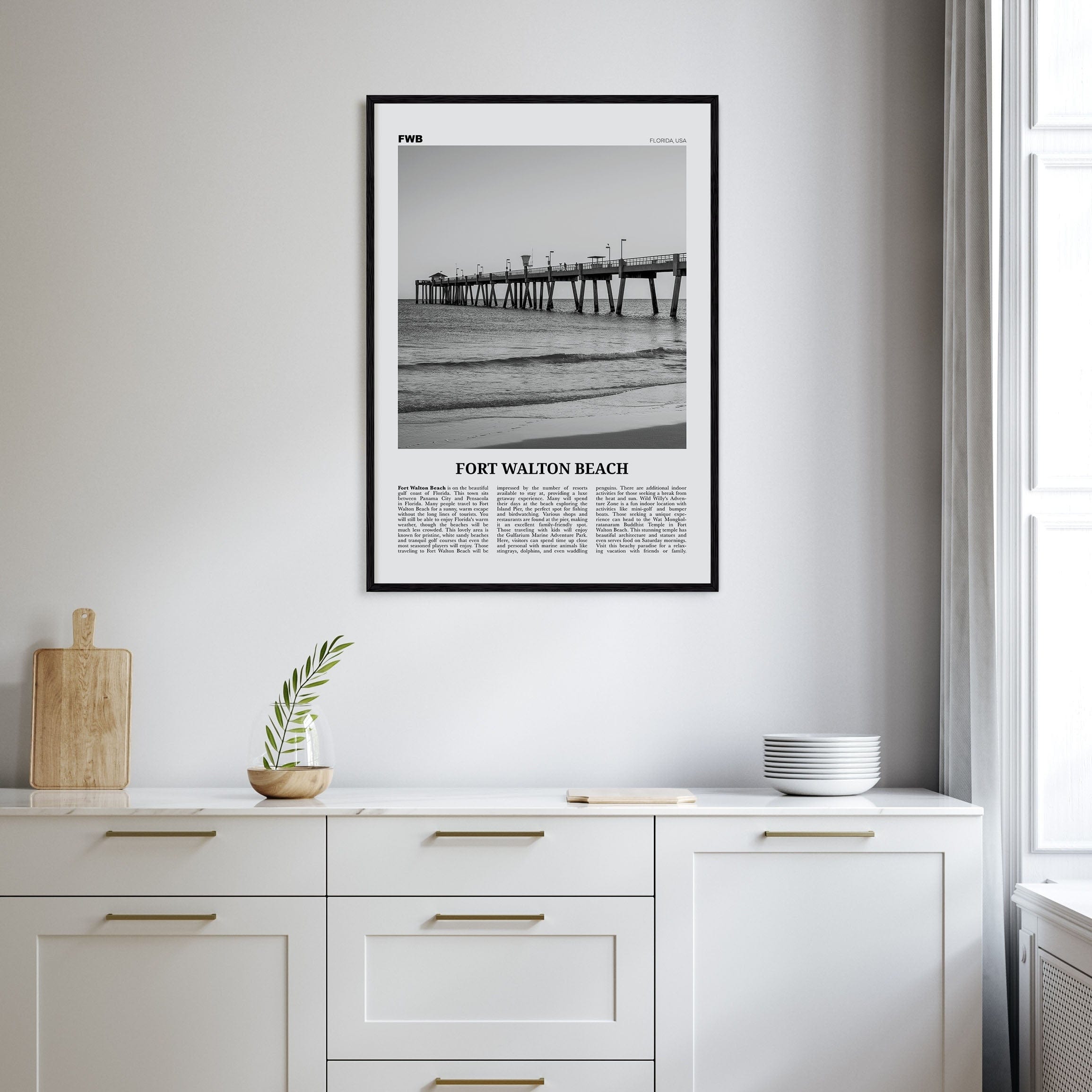 Fort Walton Beach No 1 Poster Nbourhood Travel B&W Poster