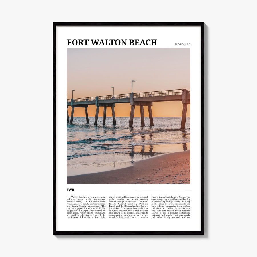 Fort Walton Beach Travel Poster, framed poster mockup