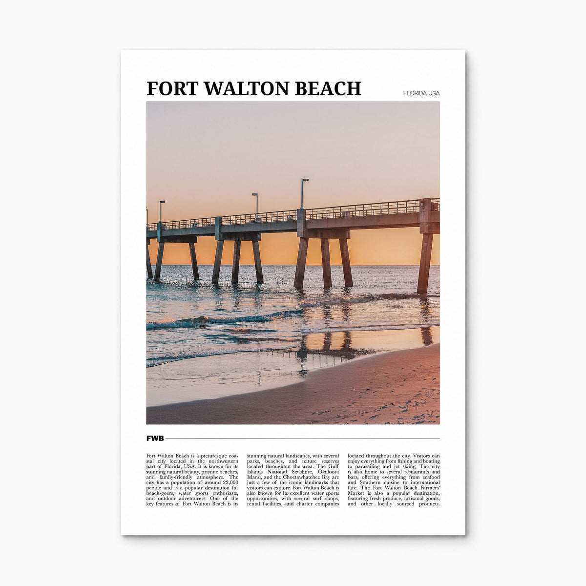 Fort Walton Beach Travel Poster, print only (unframed)